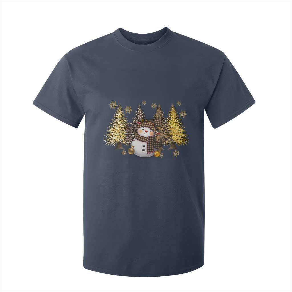 Christmas Snowman T Shirt For Kid Cute Winter Leopard Xmas Tree Farm TS10 Navy Print Your Wear