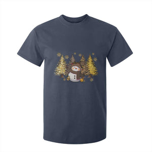 Christmas Snowman T Shirt For Kid Cute Winter Leopard Xmas Tree Farm TS10 Navy Print Your Wear