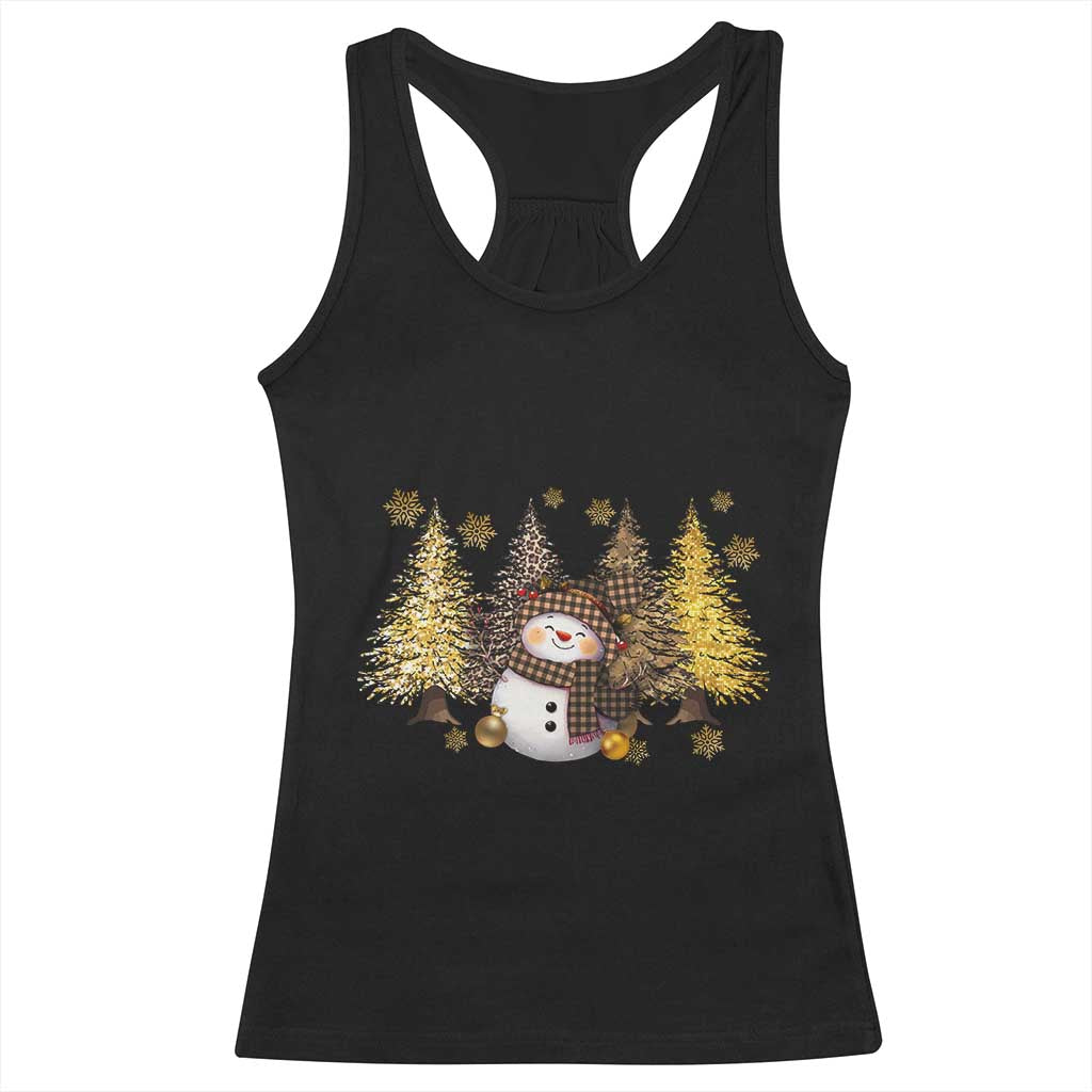 Christmas Snowman Racerback Tank Top Cute Winter Leopard Xmas Tree Farm TS10 Black Print Your Wear