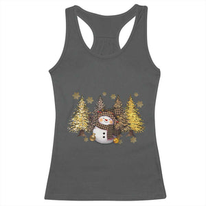Christmas Snowman Racerback Tank Top Cute Winter Leopard Xmas Tree Farm TS10 Dark Heather Print Your Wear