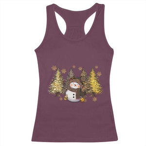 Christmas Snowman Racerback Tank Top Cute Winter Leopard Xmas Tree Farm TS10 Maroon Print Your Wear