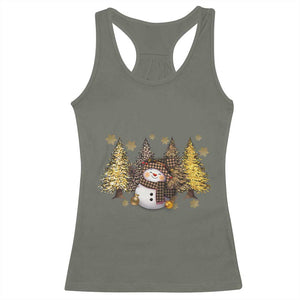 Christmas Snowman Racerback Tank Top Cute Winter Leopard Xmas Tree Farm TS10 Military Green Print Your Wear