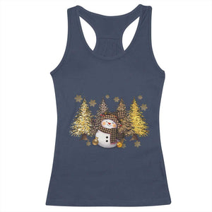 Christmas Snowman Racerback Tank Top Cute Winter Leopard Xmas Tree Farm TS10 Navy Print Your Wear
