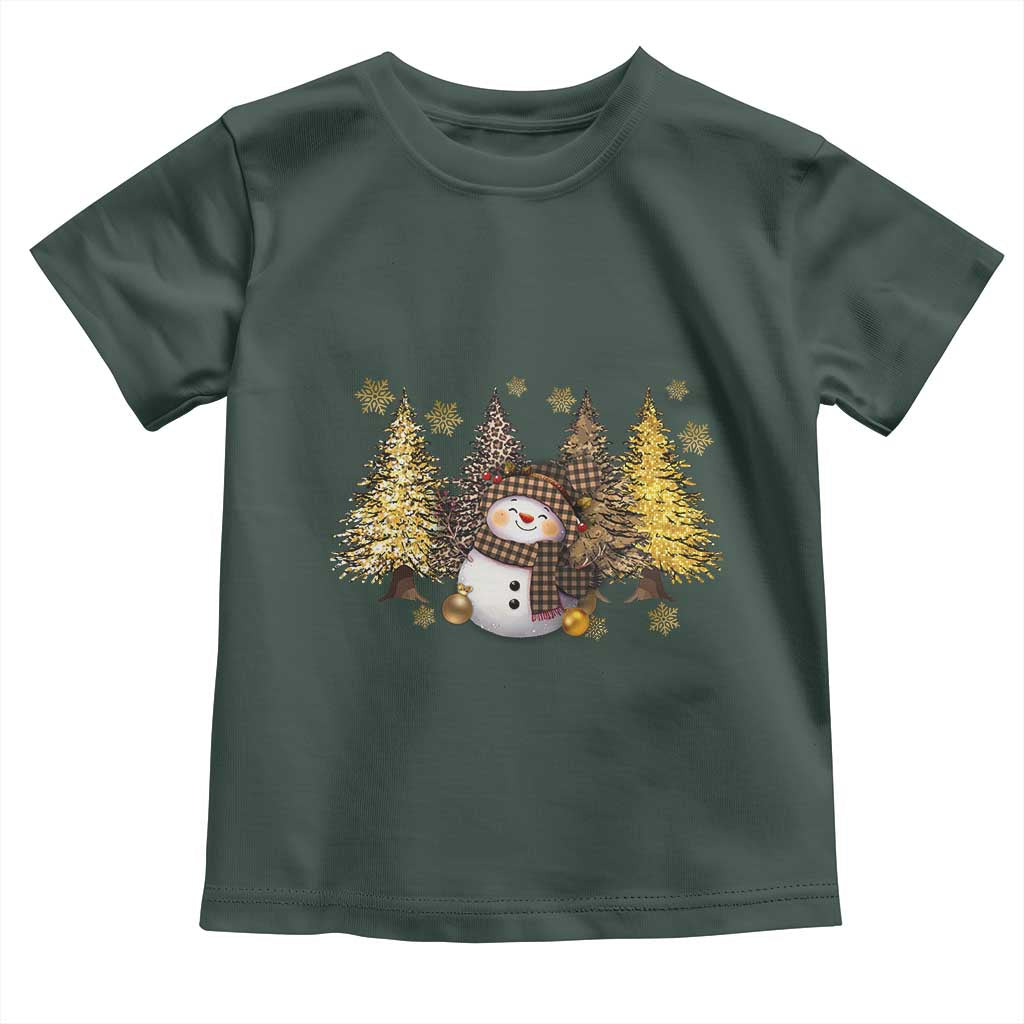 Christmas Snowman Toddler T Shirt Cute Winter Leopard Xmas Tree Farm TS10 Dark Forest Green Print Your Wear