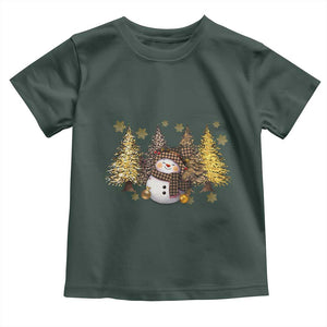 Christmas Snowman Toddler T Shirt Cute Winter Leopard Xmas Tree Farm TS10 Dark Forest Green Print Your Wear