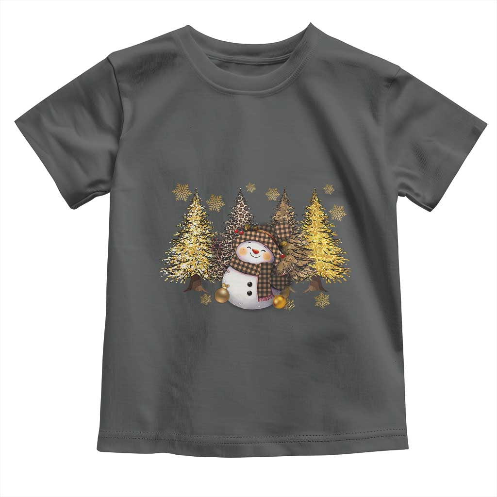 Christmas Snowman Toddler T Shirt Cute Winter Leopard Xmas Tree Farm TS10 Dark Heather Print Your Wear