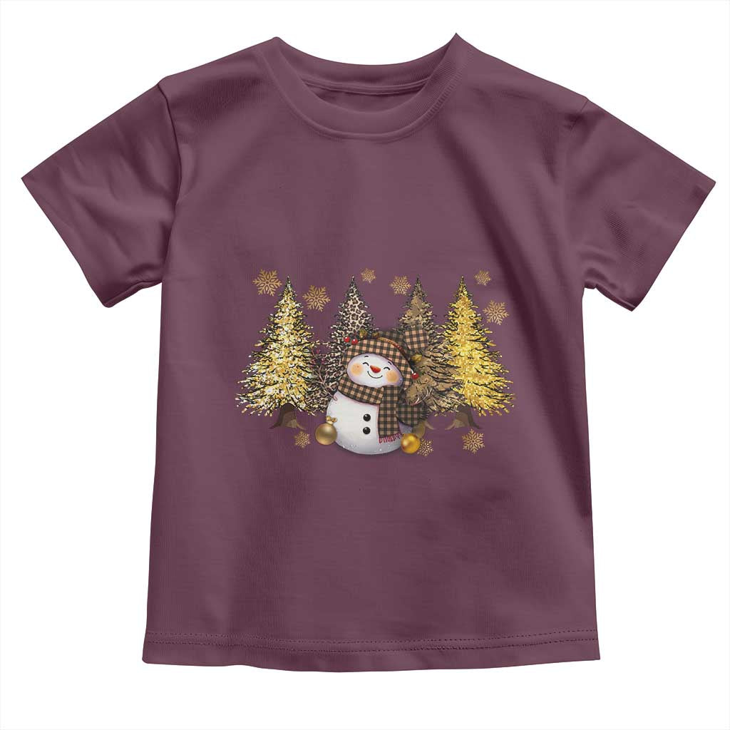 Christmas Snowman Toddler T Shirt Cute Winter Leopard Xmas Tree Farm TS10 Maroon Print Your Wear