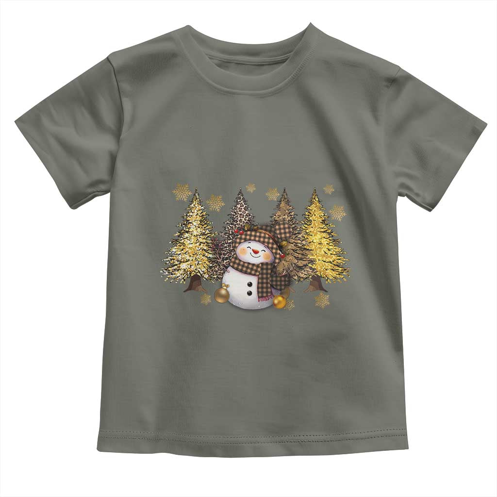 Christmas Snowman Toddler T Shirt Cute Winter Leopard Xmas Tree Farm TS10 Military Green Print Your Wear
