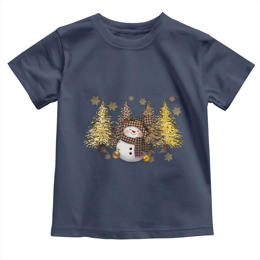 Christmas Snowman Toddler T Shirt Cute Winter Leopard Xmas Tree Farm TS10 Navy Print Your Wear