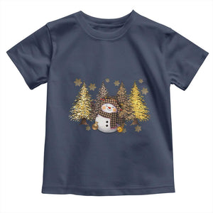 Christmas Snowman Toddler T Shirt Cute Winter Leopard Xmas Tree Farm TS10 Navy Print Your Wear