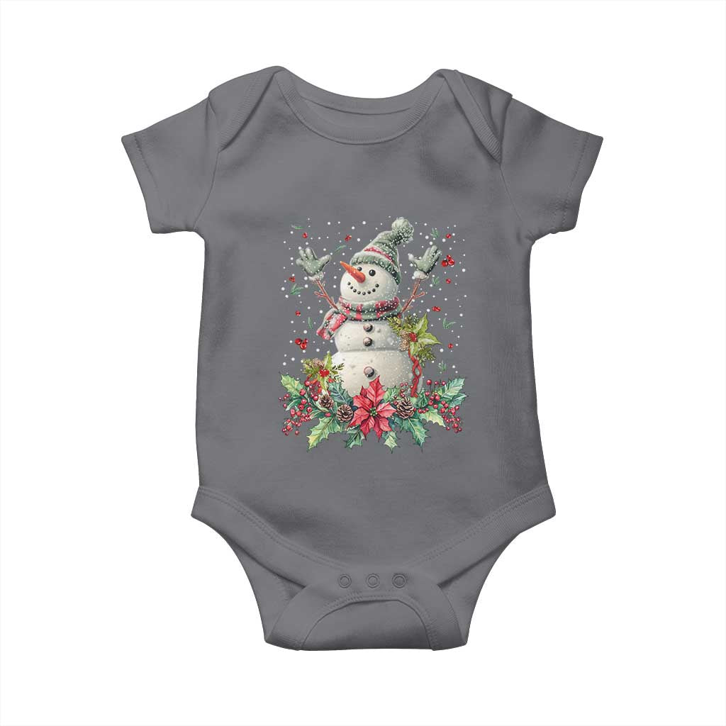 Christmas Snowman Baby Onesie Retro Winter Holiday Gift For Her TS10 Charcoal Print Your Wear