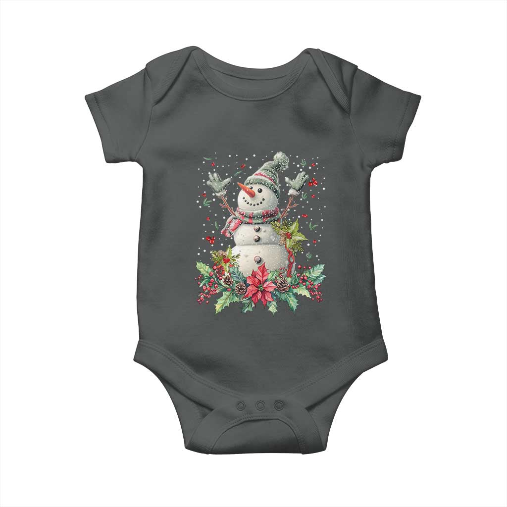Christmas Snowman Baby Onesie Retro Winter Holiday Gift For Her TS10 Dark Heather Print Your Wear