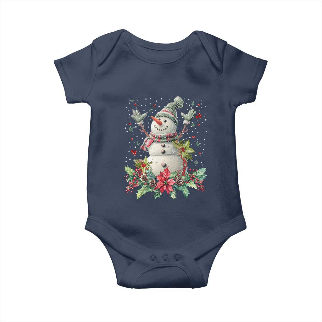 Christmas Snowman Baby Onesie Retro Winter Holiday Gift For Her TS10 Navy Print Your Wear