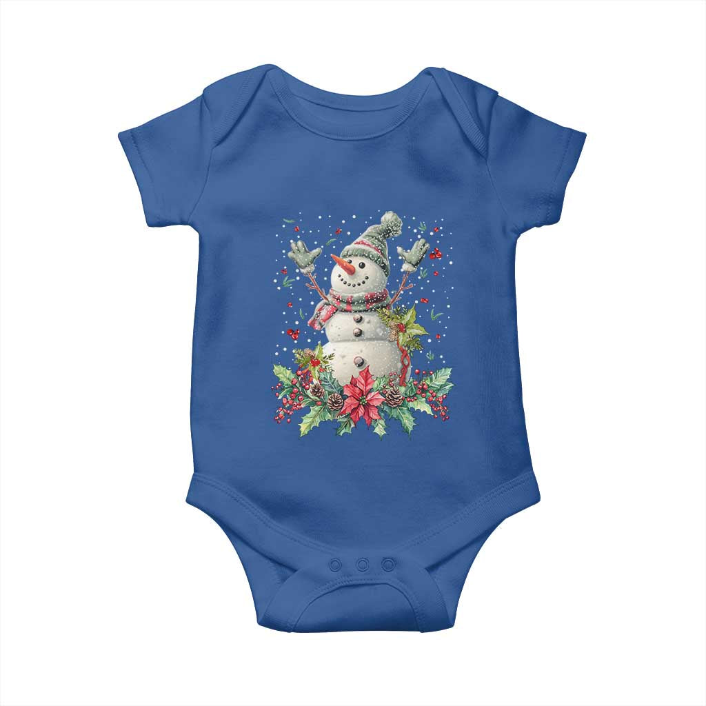 Christmas Snowman Baby Onesie Retro Winter Holiday Gift For Her TS10 Royal Blue Print Your Wear
