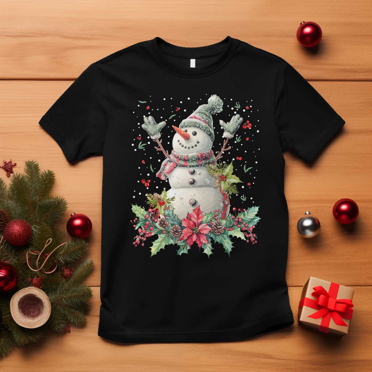 Christmas Snowman T Shirt Retro Winter Holiday Gift For Her TS10 Black Print Your Wear