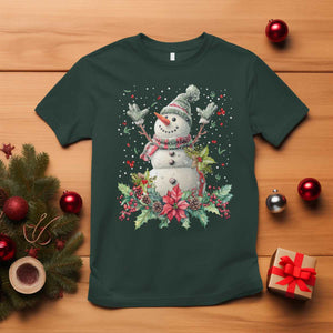 Christmas Snowman T Shirt Retro Winter Holiday Gift For Her TS10 Dark Forest Green Print Your Wear