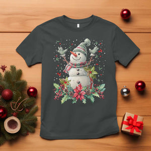 Christmas Snowman T Shirt Retro Winter Holiday Gift For Her TS10 Dark Heather Print Your Wear