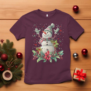 Christmas Snowman T Shirt Retro Winter Holiday Gift For Her TS10 Maroon Print Your Wear