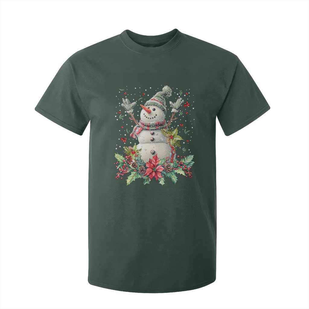 Christmas Snowman T Shirt For Kid Retro Winter Holiday Gift For Her TS10 Dark Forest Green Print Your Wear