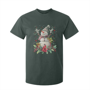 Christmas Snowman T Shirt For Kid Retro Winter Holiday Gift For Her TS10 Dark Forest Green Print Your Wear