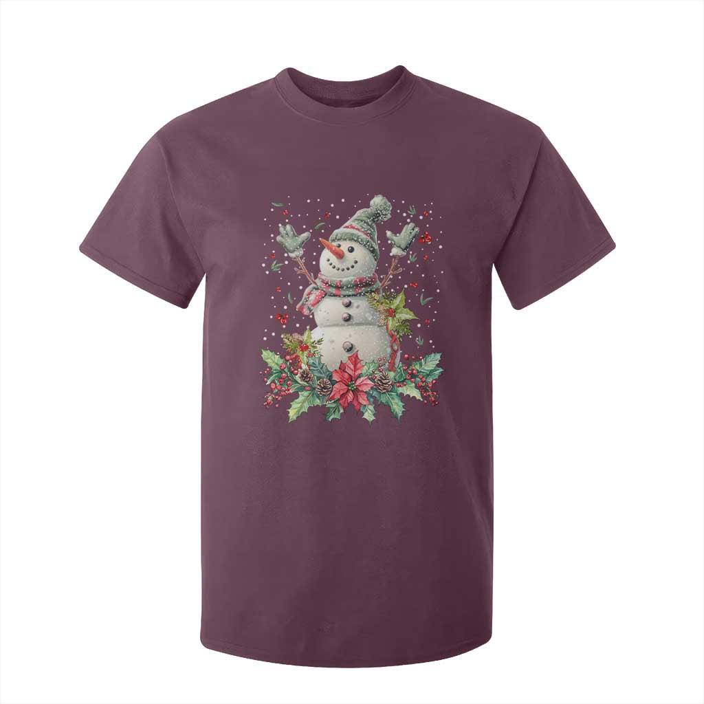 Christmas Snowman T Shirt For Kid Retro Winter Holiday Gift For Her TS10 Maroon Print Your Wear