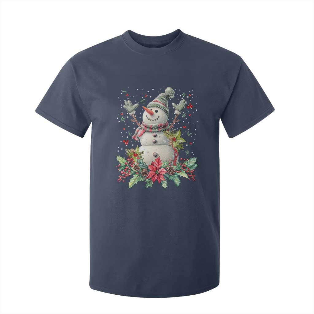 Christmas Snowman T Shirt For Kid Retro Winter Holiday Gift For Her TS10 Navy Print Your Wear
