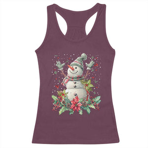 Christmas Snowman Racerback Tank Top Retro Winter Holiday Gift For Her TS10 Maroon Print Your Wear