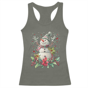 Christmas Snowman Racerback Tank Top Retro Winter Holiday Gift For Her TS10 Military Green Print Your Wear