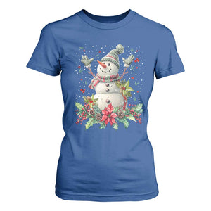 Christmas Snowman T Shirt For Women Retro Winter Holiday Gift For Her TS10 Royal Blue Print Your Wear