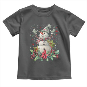 Christmas Snowman Toddler T Shirt Retro Winter Holiday Gift For Her TS10 Dark Heather Print Your Wear