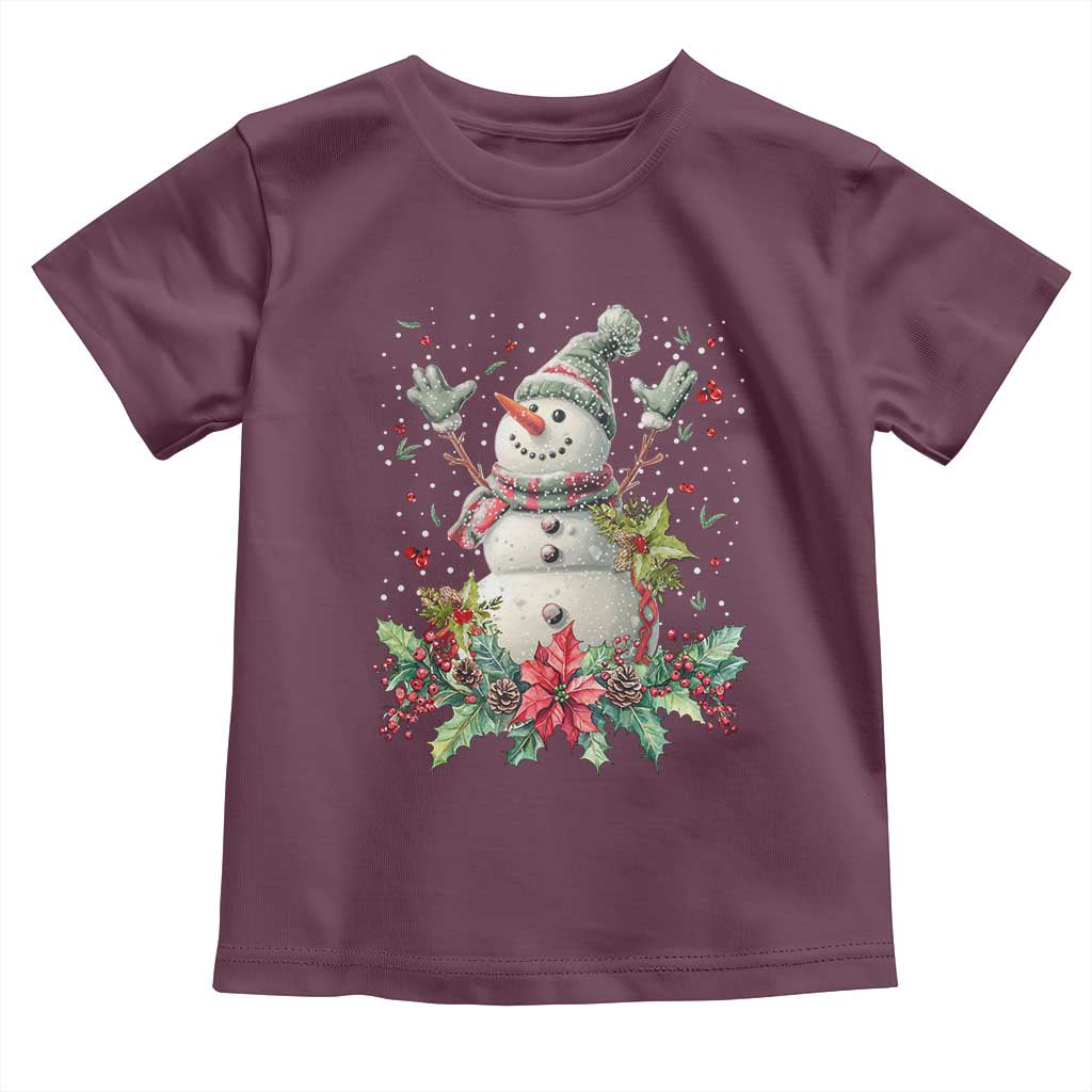 Christmas Snowman Toddler T Shirt Retro Winter Holiday Gift For Her TS10 Maroon Print Your Wear