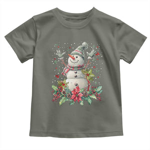 Christmas Snowman Toddler T Shirt Retro Winter Holiday Gift For Her TS10 Military Green Print Your Wear