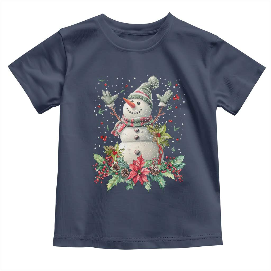 Christmas Snowman Toddler T Shirt Retro Winter Holiday Gift For Her TS10 Navy Print Your Wear