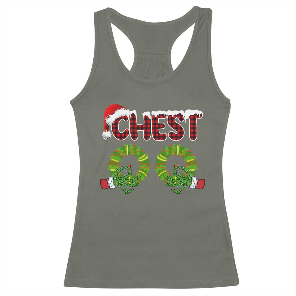 Christmas Couples Racerback Tank Top Chest Nuts Funny Couples Matching Chestnuts TS10 Military Green Print Your Wear