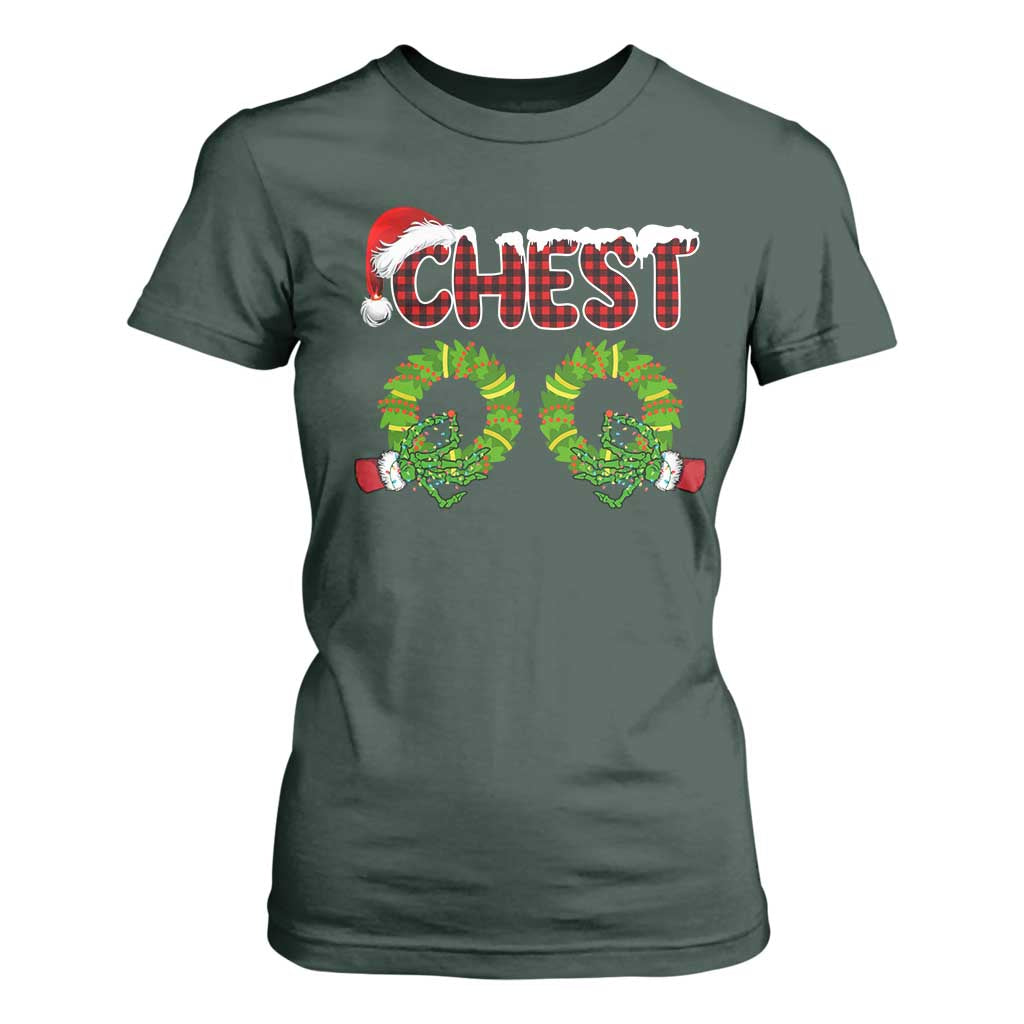 Christmas Couples T Shirt For Women Chest Nuts Funny Couples Matching Chestnuts TS10 Dark Forest Green Print Your Wear