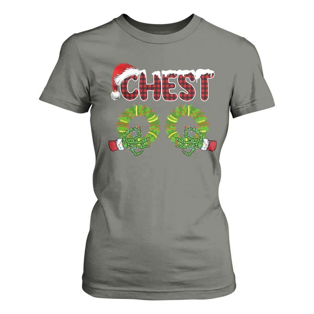 Christmas Couples T Shirt For Women Chest Nuts Funny Couples Matching Chestnuts TS10 Military Green Print Your Wear