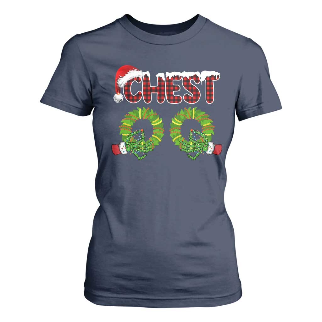 Christmas Couples T Shirt For Women Chest Nuts Funny Couples Matching Chestnuts TS10 Navy Print Your Wear