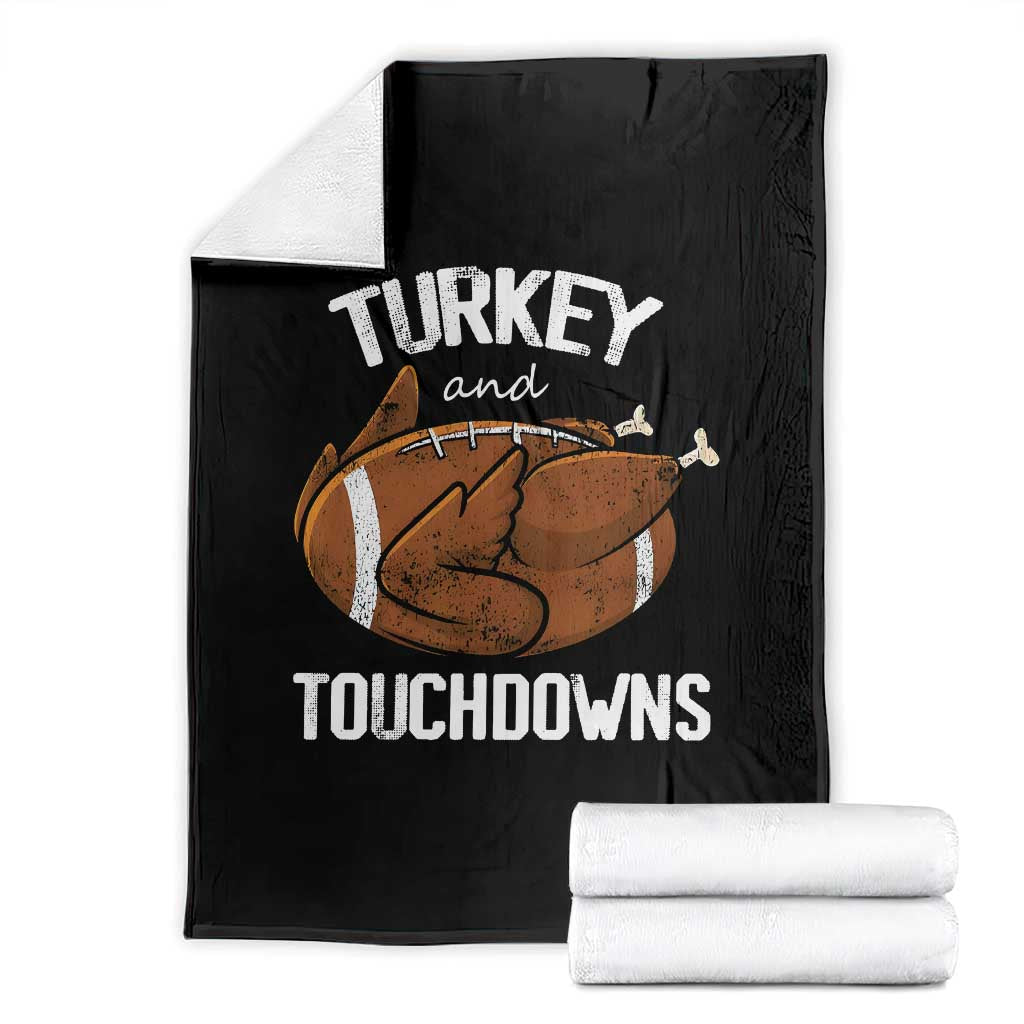 Funny Thanksgiving Throw Blanket Turkey and Touchdowns Football Season TS10 Black Print Your Wear