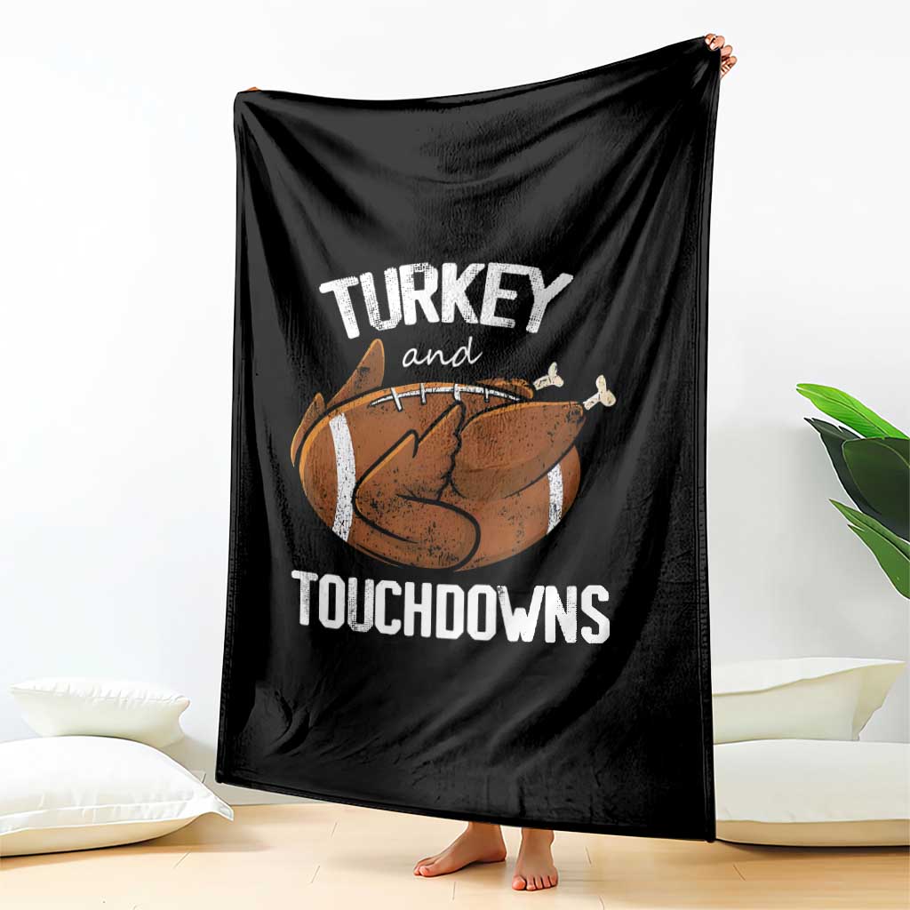 Funny Thanksgiving Throw Blanket Turkey and Touchdowns Football Season TS10 Print Your Wear