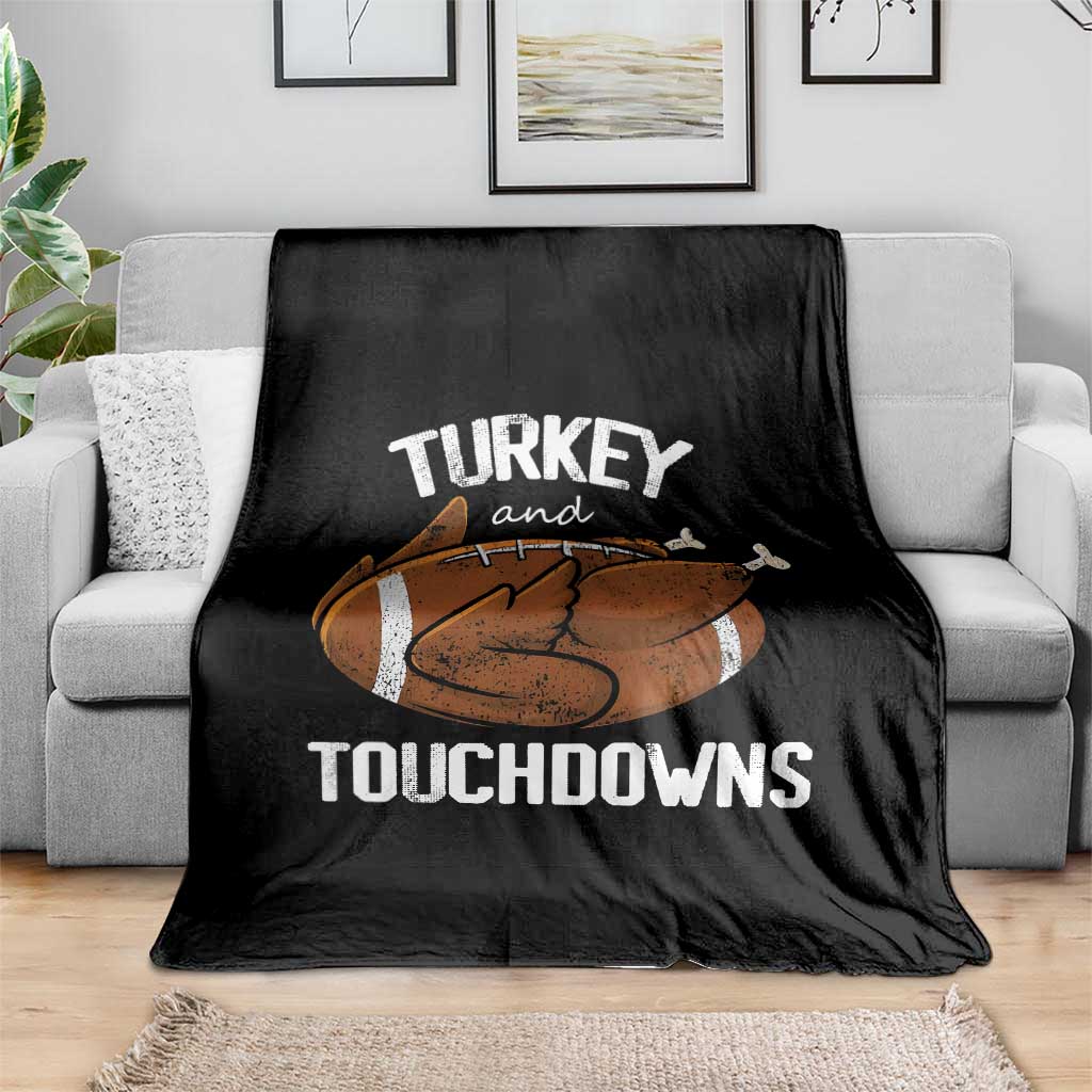 Funny Thanksgiving Throw Blanket Turkey and Touchdowns Football Season TS10 Print Your Wear