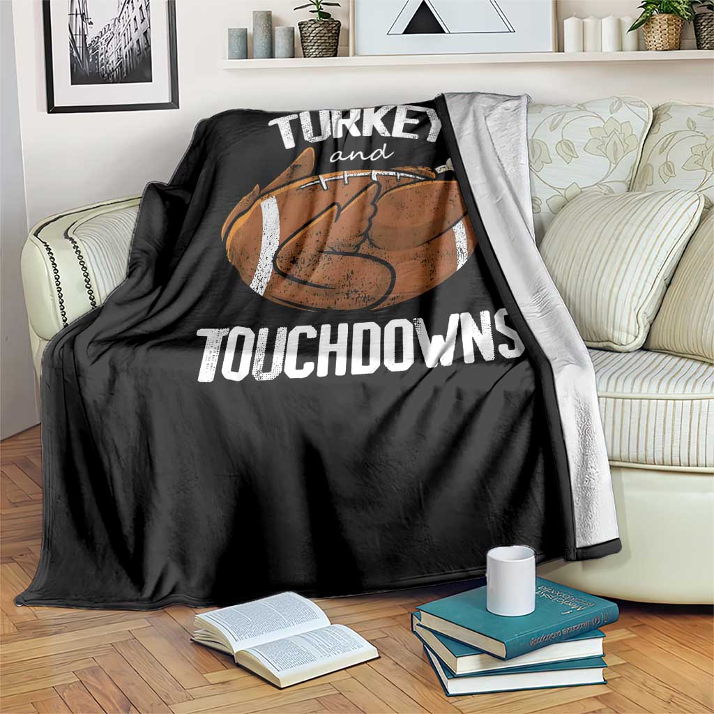 Funny Thanksgiving Throw Blanket Turkey and Touchdowns Football Season TS10 Print Your Wear