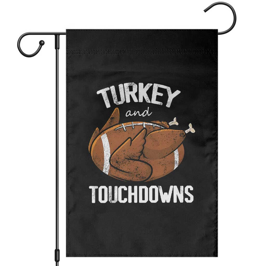 Funny Thanksgiving Garden Flag Turkey and Touchdowns Football Season TS10 Black Print Your Wear