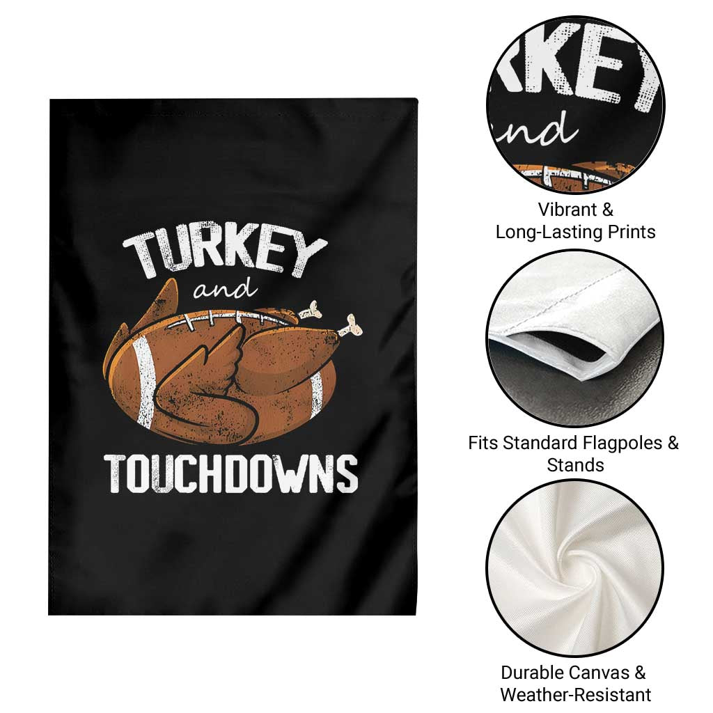 Funny Thanksgiving Garden Flag Turkey and Touchdowns Football Season TS10 Print Your Wear
