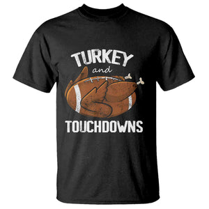 Funny Thanksgiving T Shirt Turkey and Touchdowns Football Season TS10 Black Print Your Wear