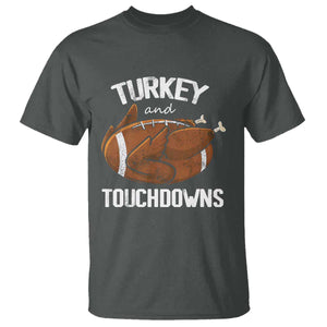 Funny Thanksgiving T Shirt Turkey and Touchdowns Football Season TS10 Dark Heather Print Your Wear