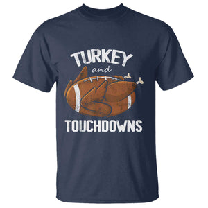 Funny Thanksgiving T Shirt Turkey and Touchdowns Football Season TS10 Navy Print Your Wear