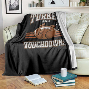 Thanksgiving Turkey And Touchdowns Football Throw Blanket Game Day Outfits American Football Player Gift TS10 Print Your Wear
