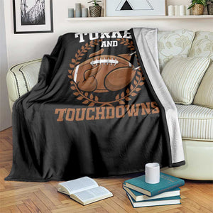 Thanksgiving Turkey And Touchdowns Football Season Throw Blanket Game Day Outfits American Football Player Gift TS10 Print Your Wear