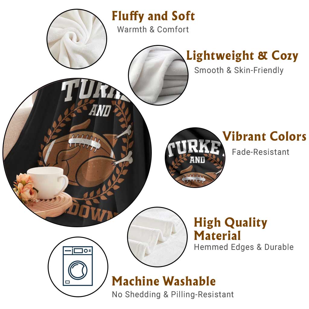 Thanksgiving Turkey And Touchdowns Football Season Throw Blanket Game Day Outfits American Football Player Gift TS10 Print Your Wear