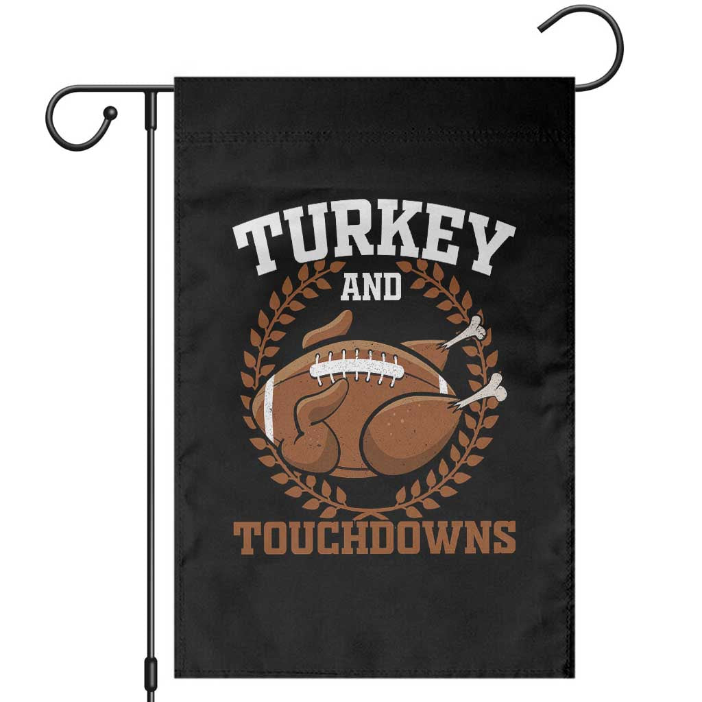 Thanksgiving Turkey And Touchdowns Football Season Garden Flag Game Day Outfits American Football Player Gift TS10 Black Print Your Wear